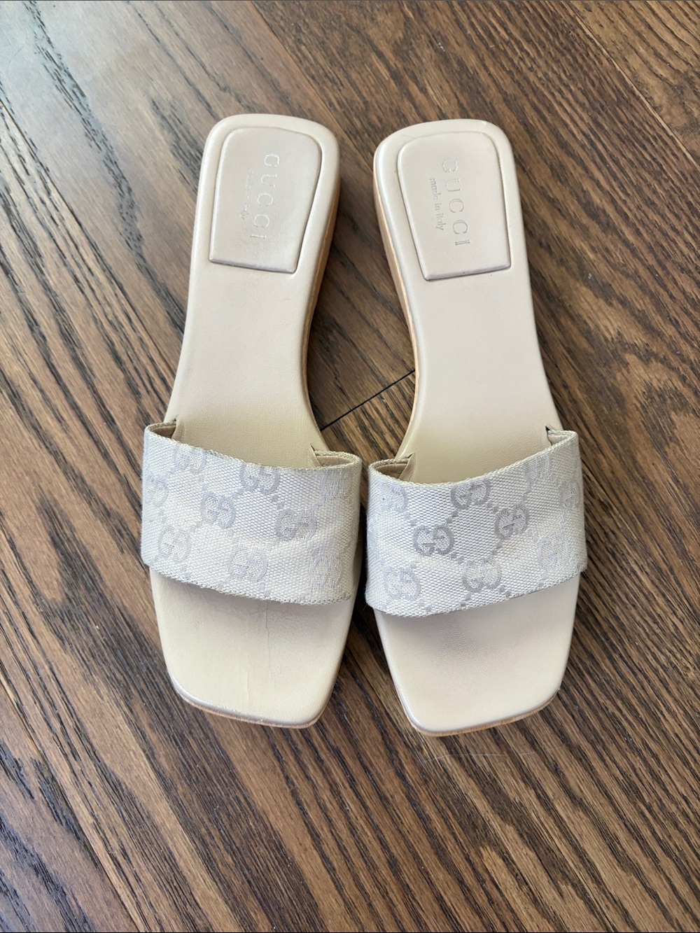 Gucci Beige GG Canvas Slide Mules 8